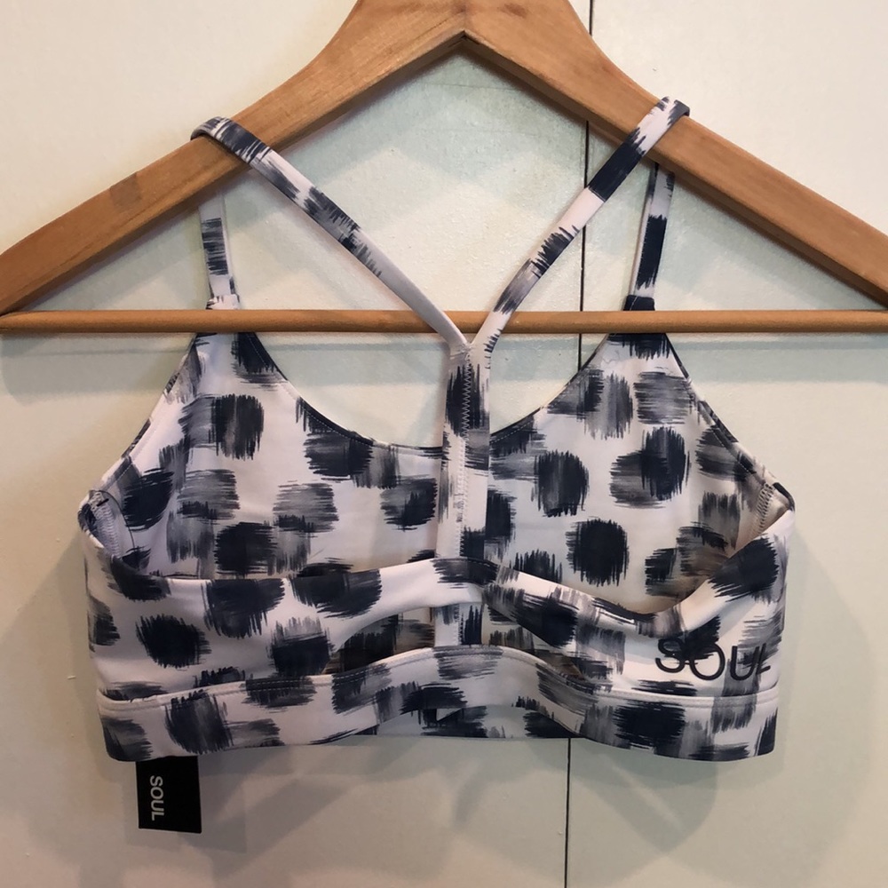 NWT Soulcycle Y Back Katie Yoga Sport Bra Abstract Polka Dot - Picture 5 of 13